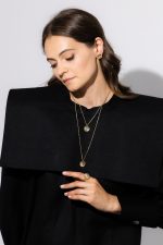 Colier lung din aur cu design de margaretă - 14k aur galben sau alb - Golden Petals